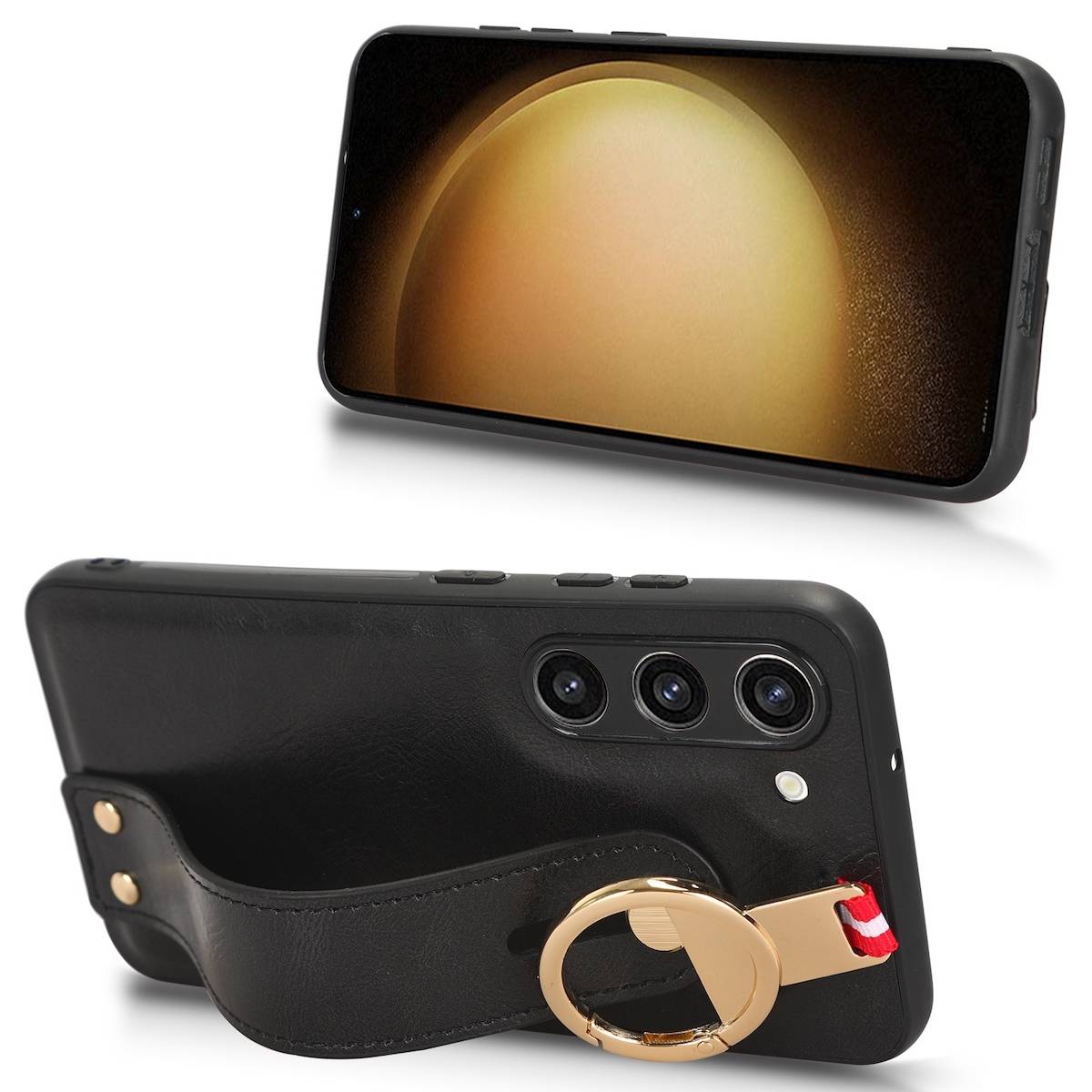 Für Samsung Galaxy S23 Handy Tasche Hülle mit Armbandhalter /Ringalter