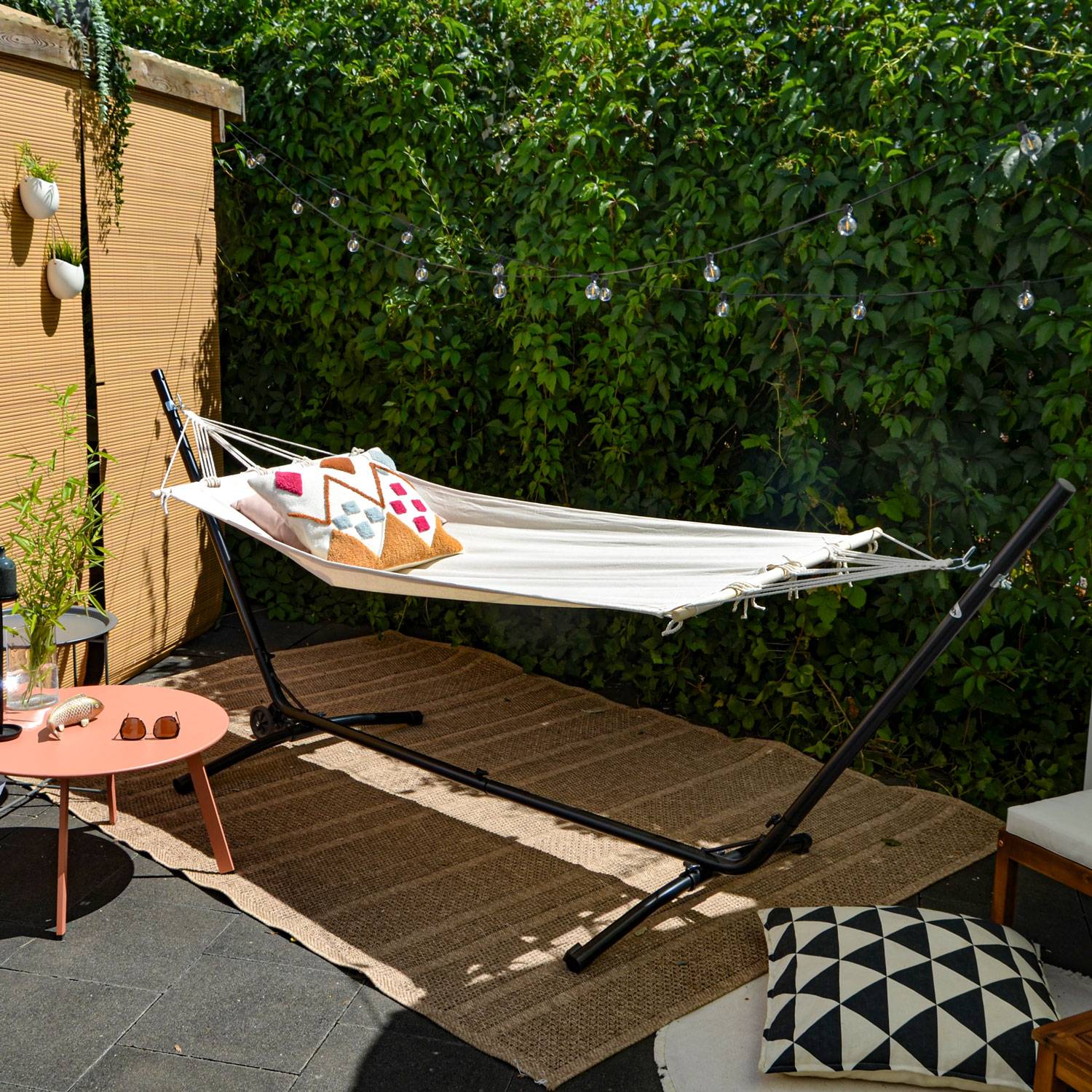 Outdoor Hängematte mit Gestell auf Rollen 335x100 Hängemattengestell Verstellbar