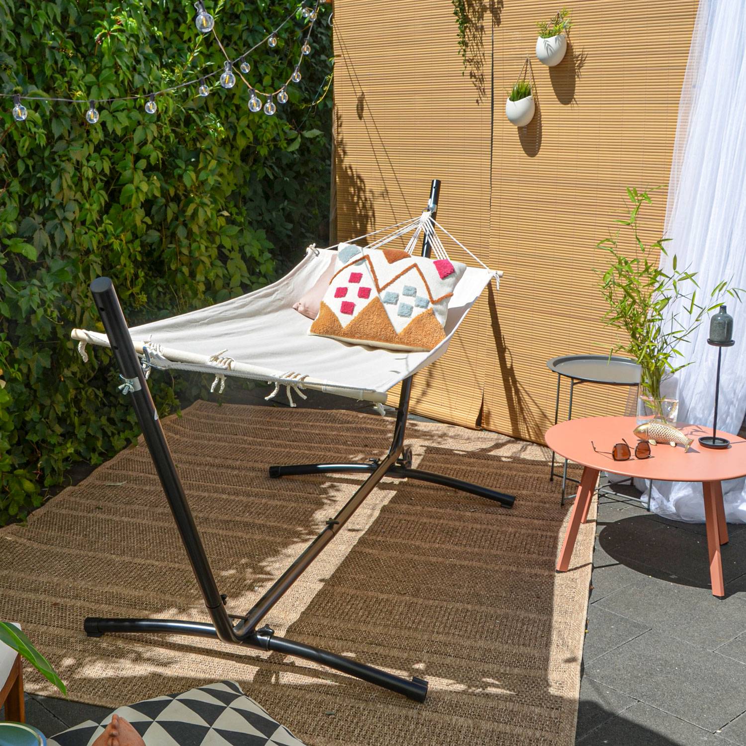 Outdoor Hängematte mit Gestell auf Rollen 335x100 Hängemattengestell Verstellbar