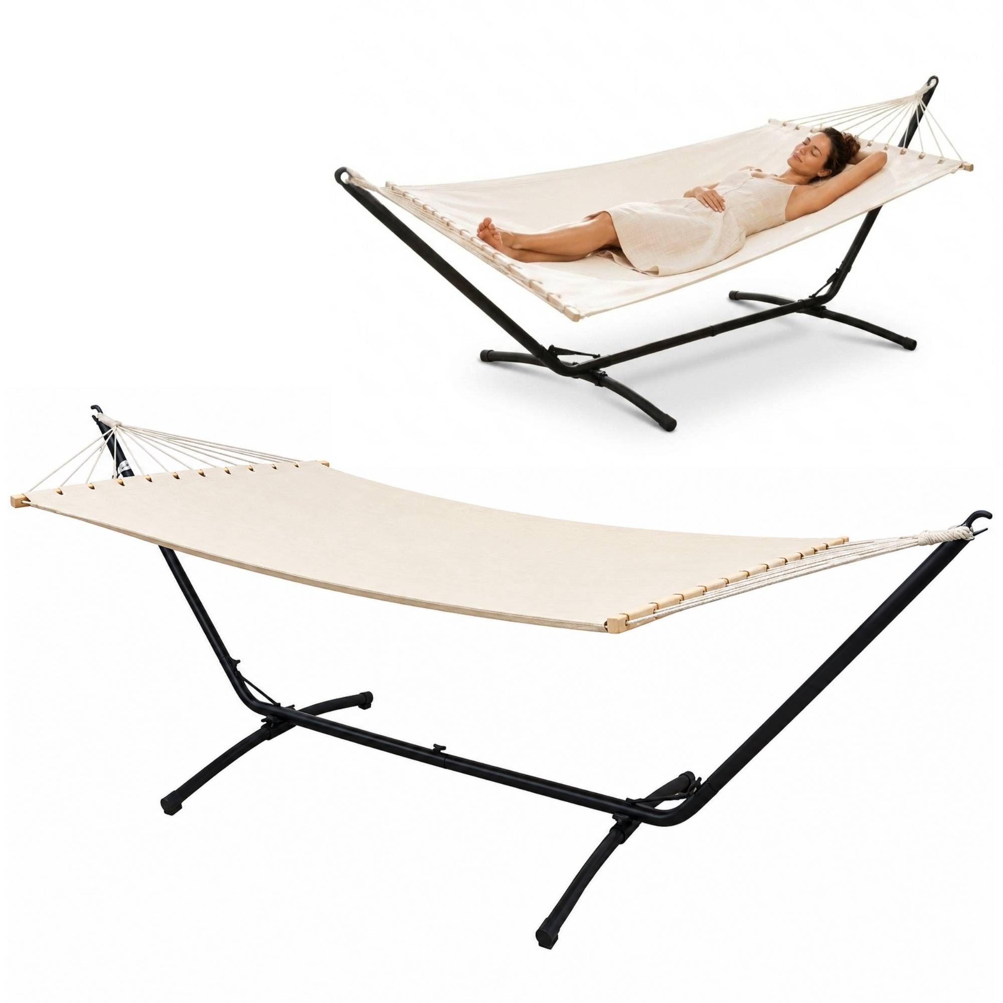 Outdoor Hängematte mit Gestell - 310cm Hängemattengestell 200x120 Stabhängematte