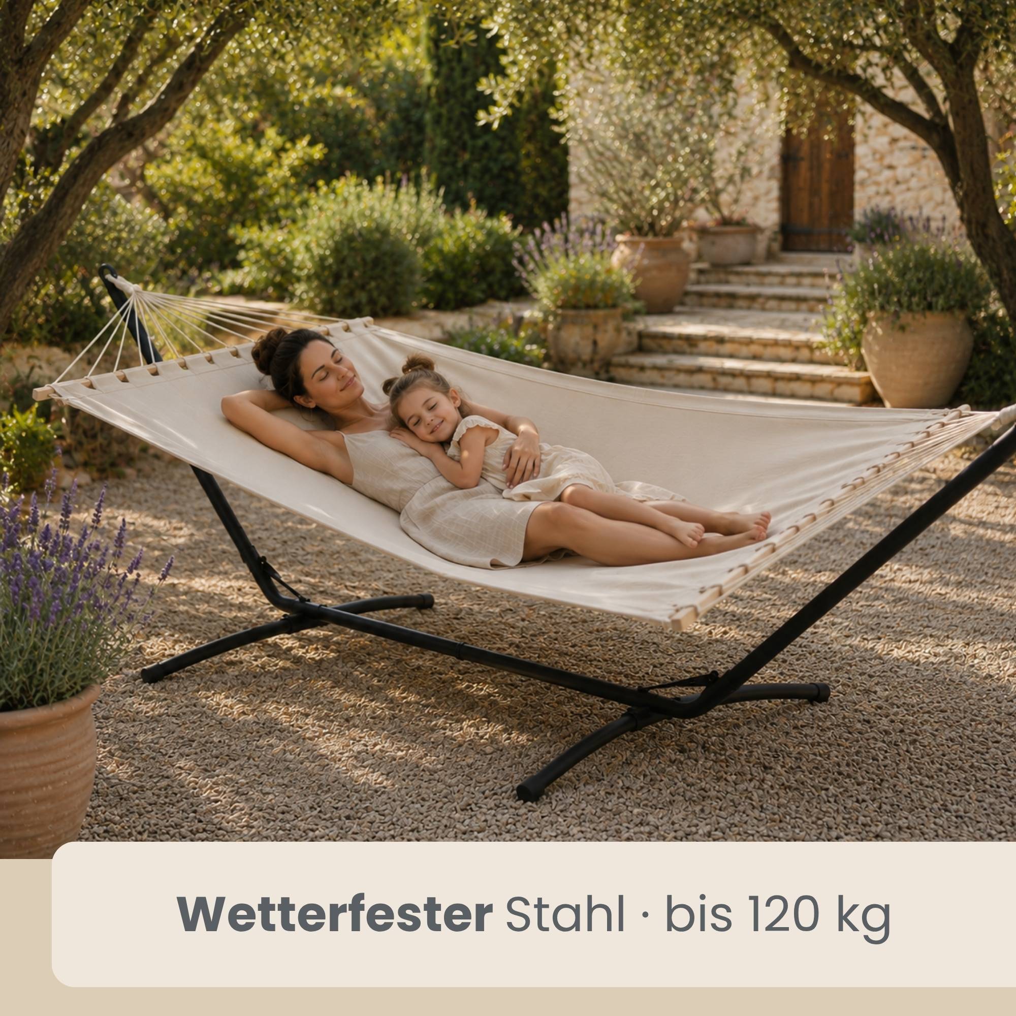 Outdoor Hängematte mit Gestell - 310cm Hängemattengestell 200x120 Stabhängematte