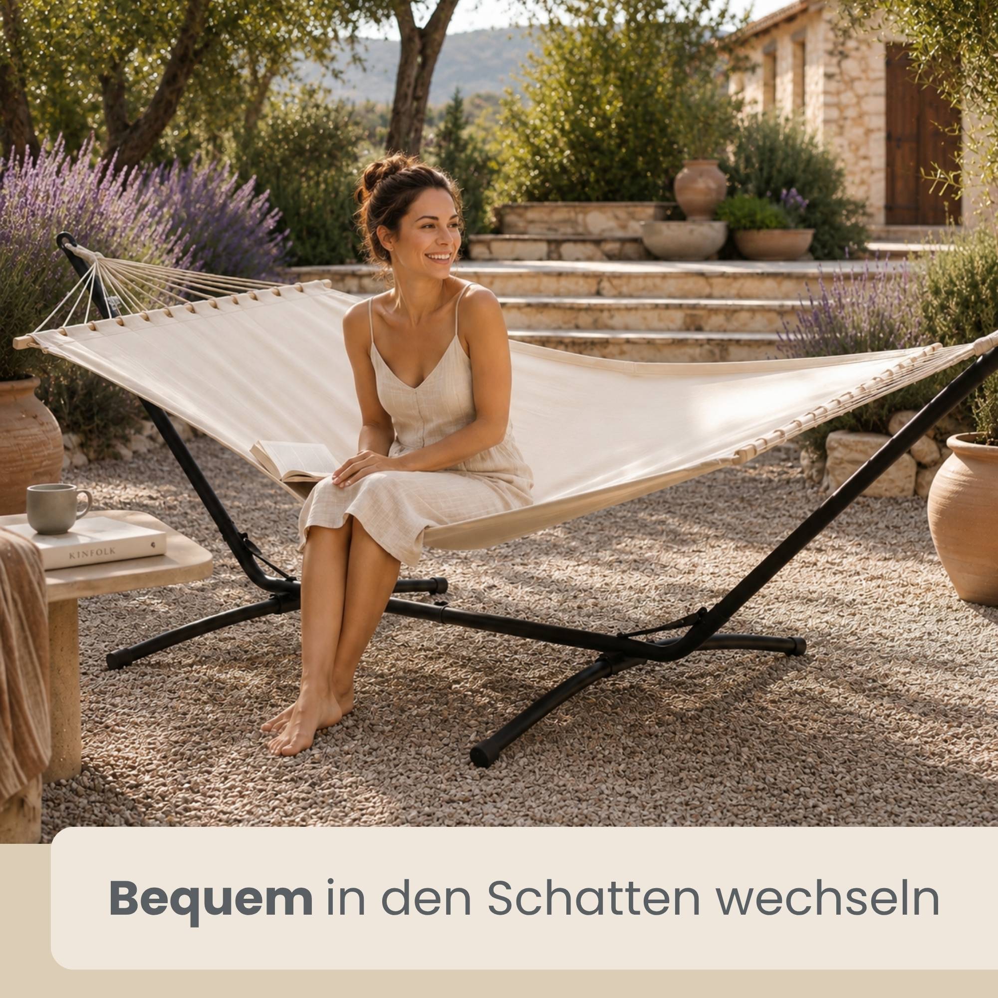 Outdoor Hängematte mit Gestell - 310cm Hängemattengestell 200x120 Stabhängematte