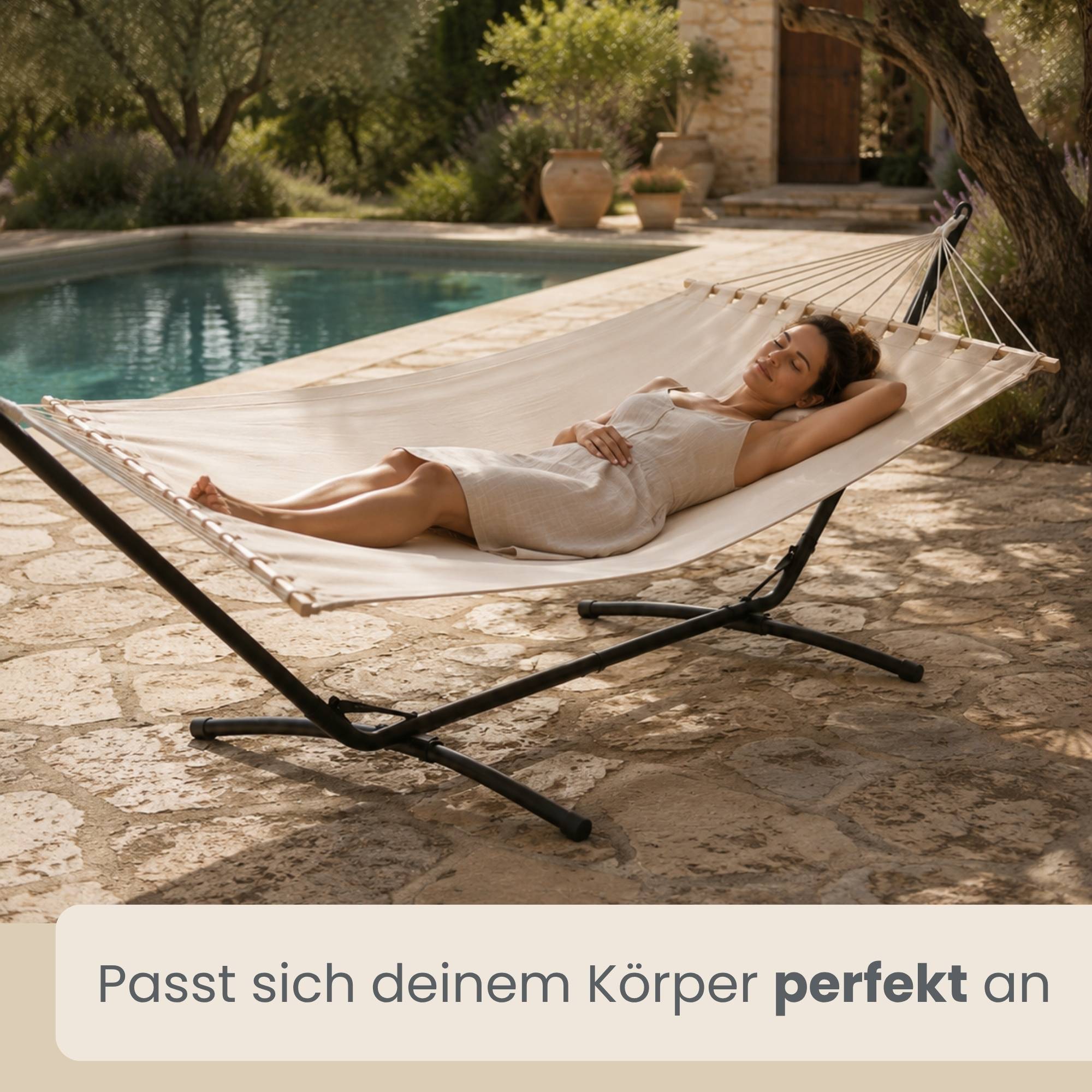 Outdoor Hängematte mit Gestell - 310cm Hängemattengestell 200x120 Stabhängematte