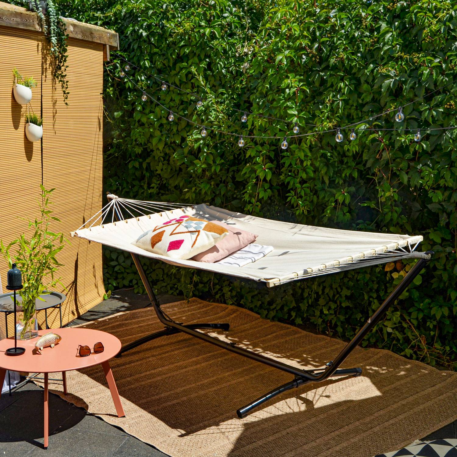 Outdoor Hängematte mit Gestell - 310cm Hängemattengestell 200x120 Stabhängematte