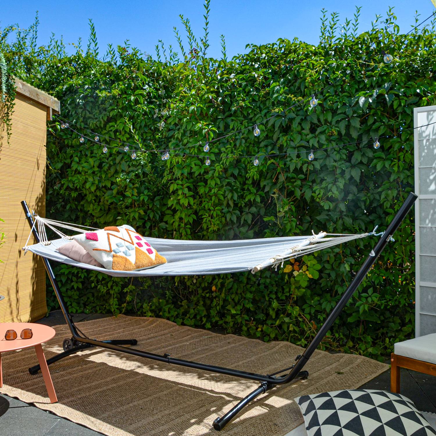 Outdoor Hängematte mit Gestell auf Rollen 335x100 Hängemattengestell Verstellbar