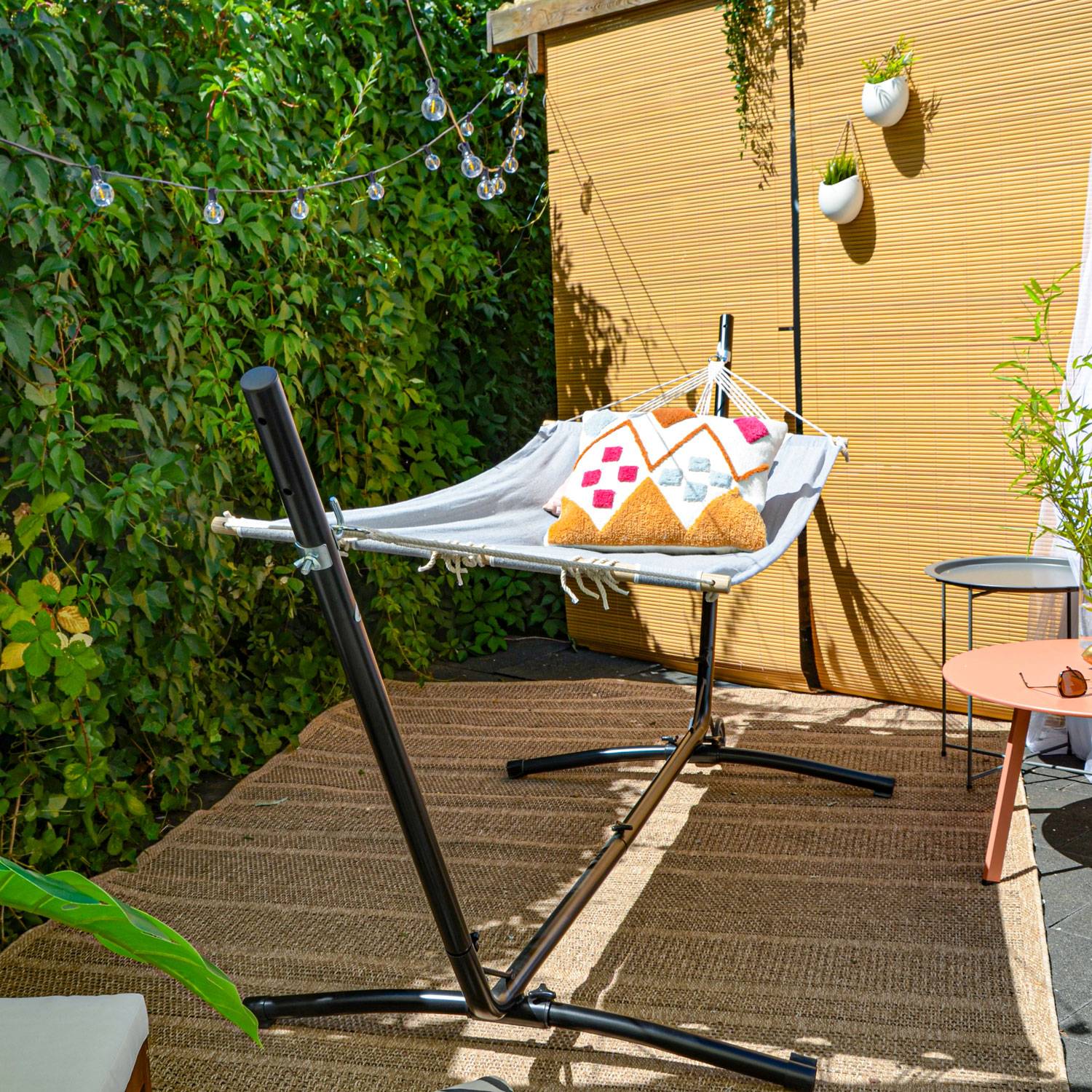 Outdoor Hängematte mit Gestell auf Rollen 335x100 Hängemattengestell Verstellbar