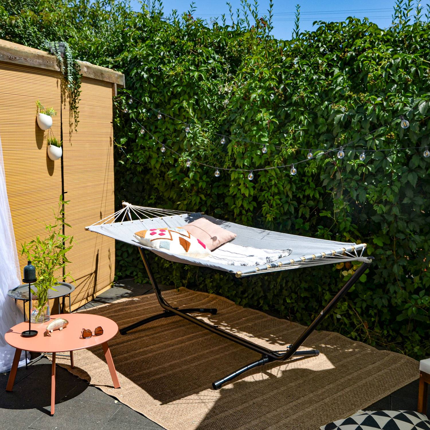 Outdoor Hängematte mit Gestell - 310cm Hängemattengestell 200x120 Stabhängematte