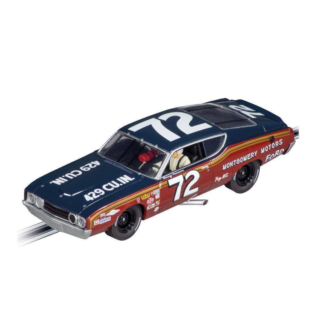 Ein Modellrennwagen mit der Nummer „72