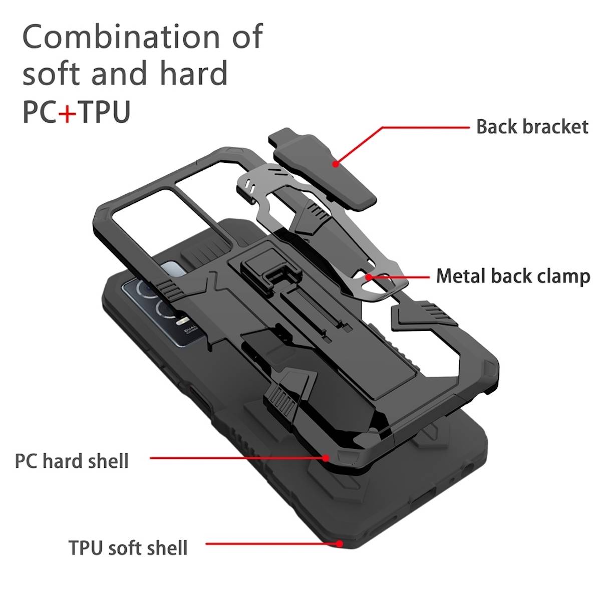 Für Xiaomi Redmi 12C Design Armor Warrior Cover Handy Case Hülle Schwarz