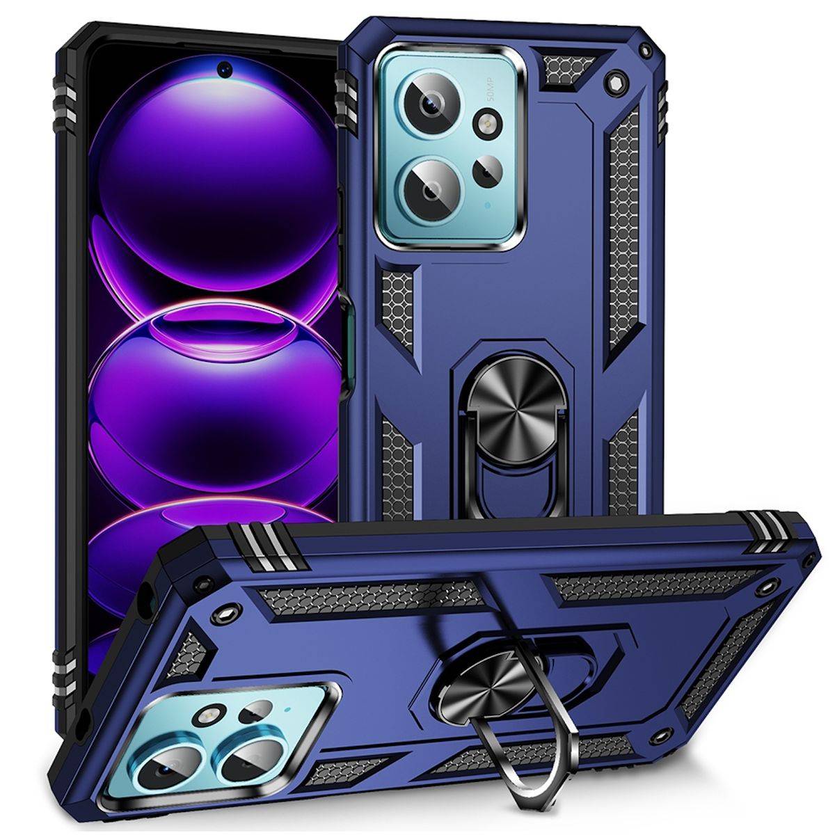 Für Xiaomi Redmi Note 12 4G TPU PC Ring Magnet Handy Tasche Hülle Blau