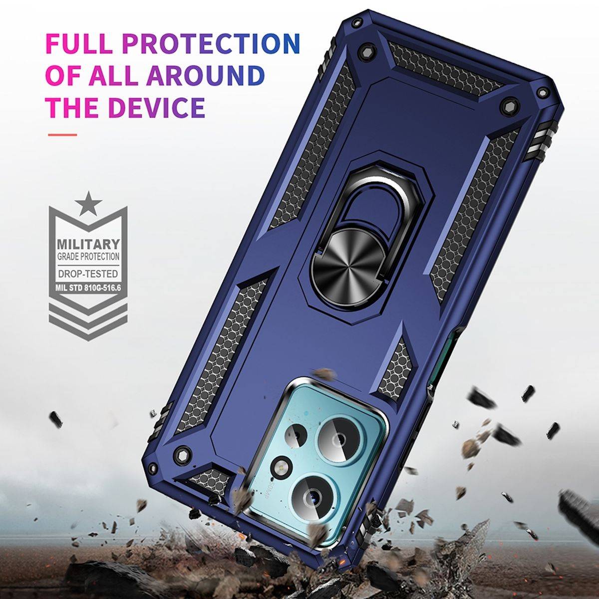 Für Xiaomi Redmi Note 12 4G TPU PC Ring Magnet Handy Tasche Hülle Blau
