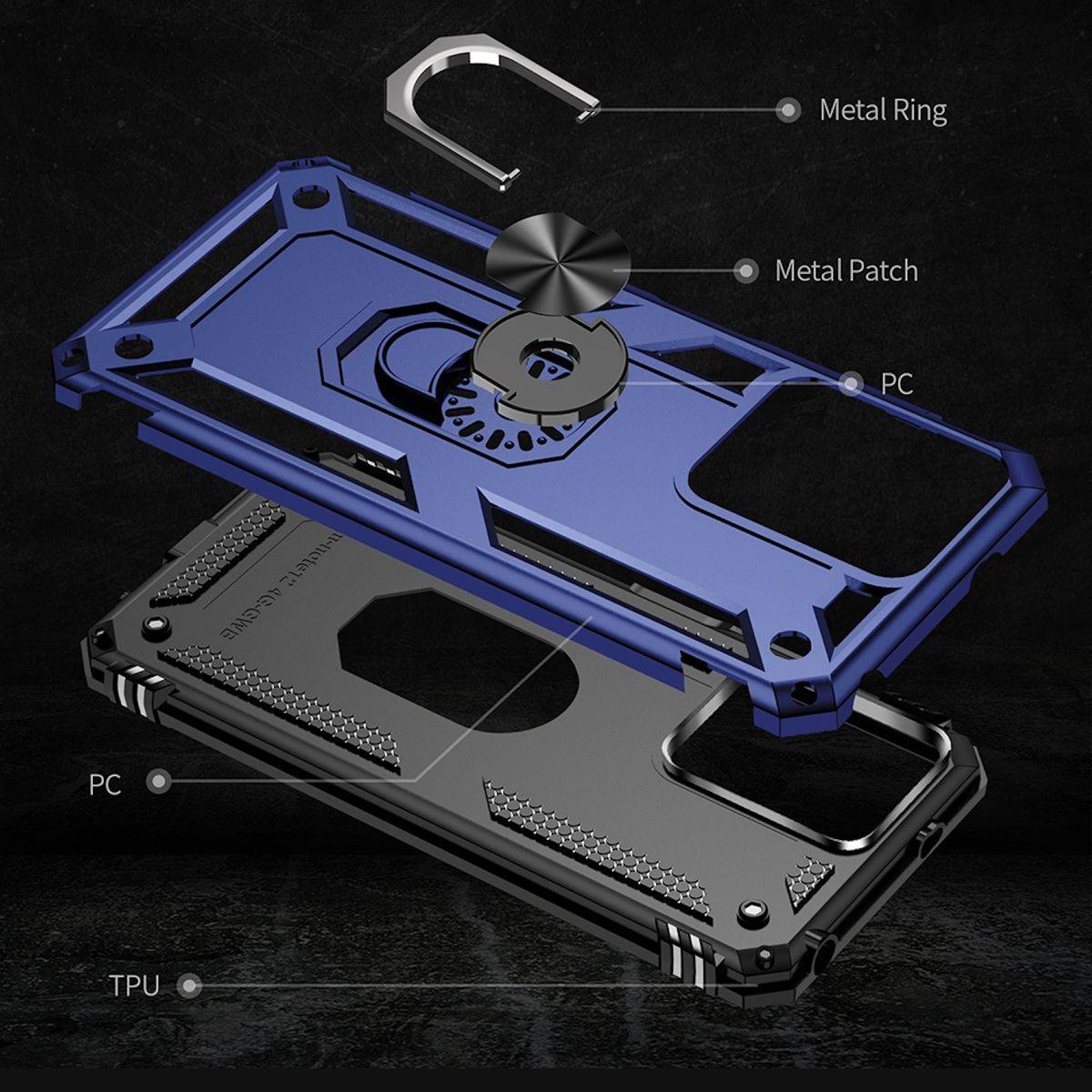Für Xiaomi Redmi Note 12 4G TPU PC Ring Magnet Handy Tasche Hülle Blau