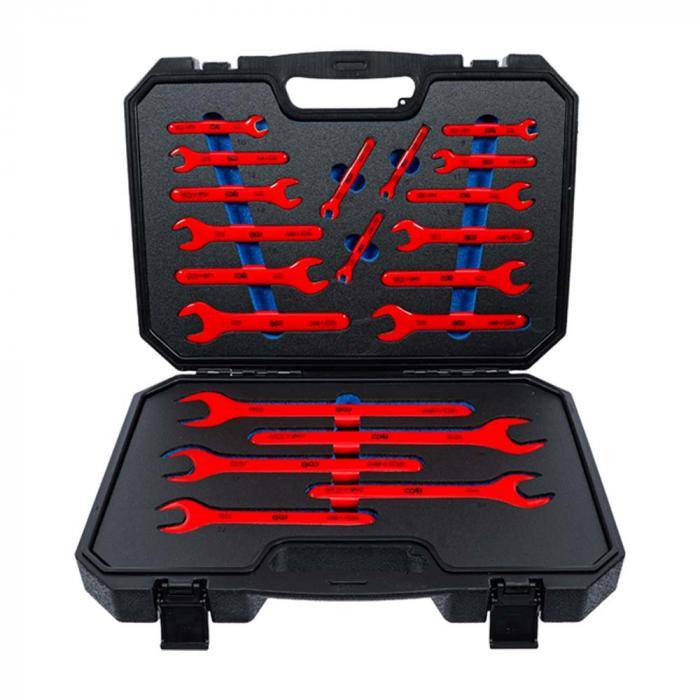 VDE-Einmaulschlüssel-Satz - isoliert bis 1000 V - Schlüsselweite 6 bis 32 mm - 20-tlg.