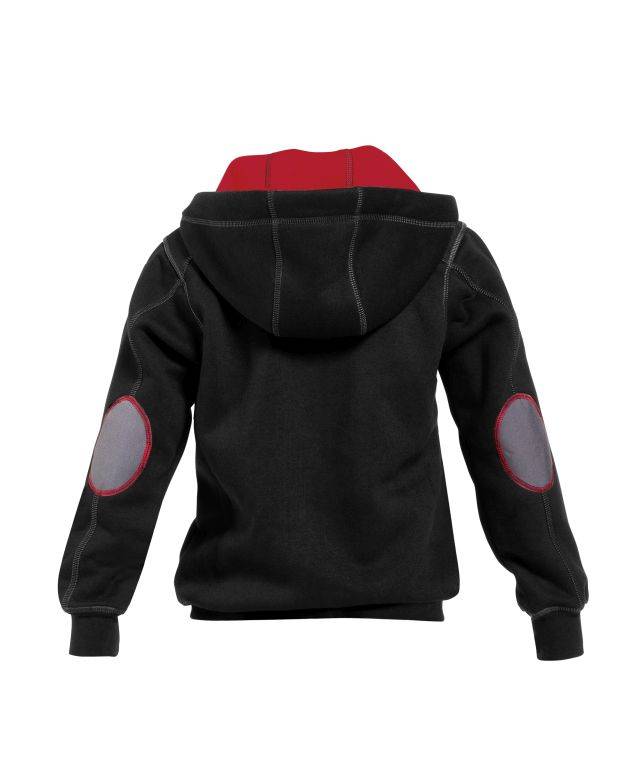 Kapuzensweatshirt mit langem Reißverschluss, SCHWARZ/ROT, Gr. 122/128