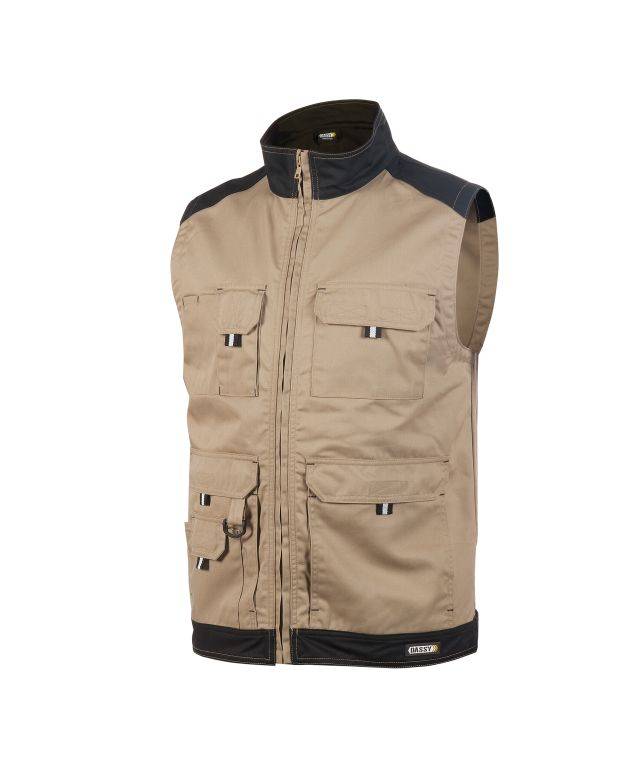 Zweifarbige Sommerweste, KHAKI/SCHWARZ, Gr. 4XL