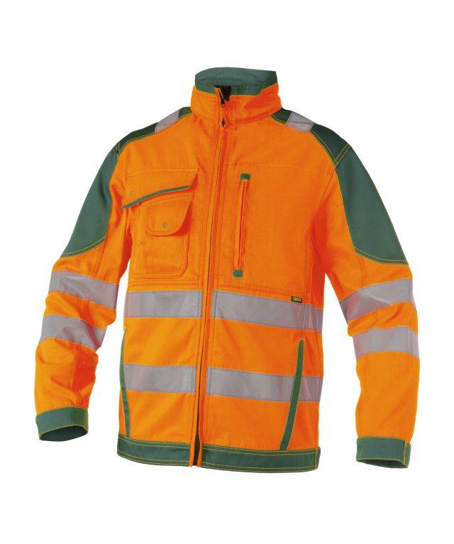 Warnschutz Arbeitsjacke, NEONORANGE/FLASCHENGRÜN, Gr. 4XL