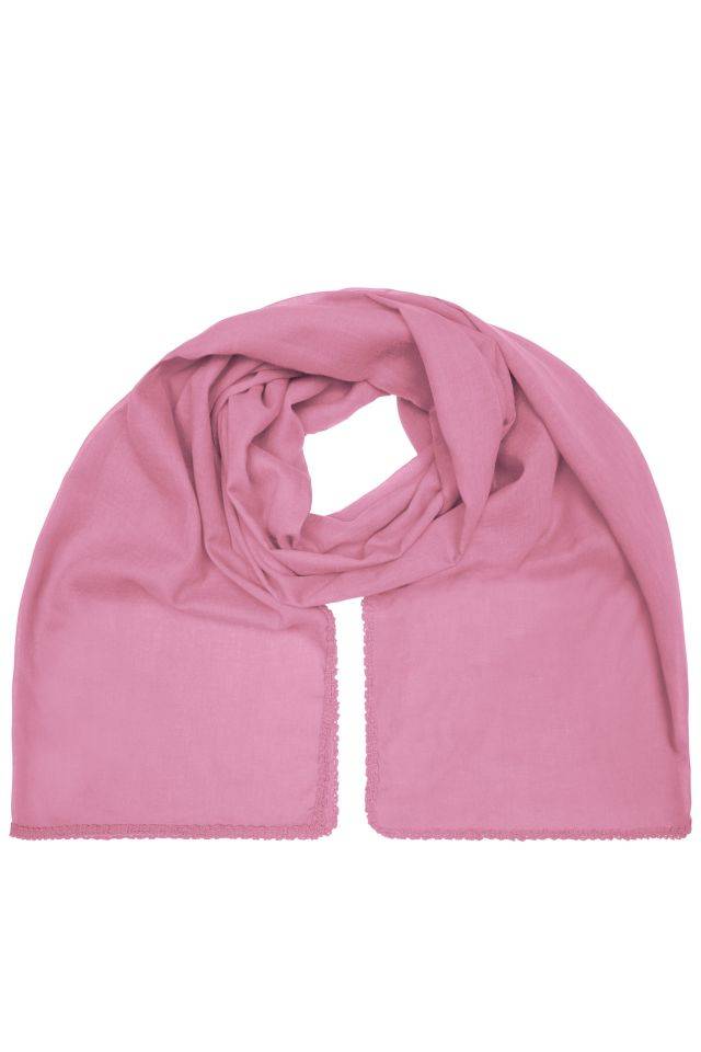Cotton Scarf Modischer Schal mit Zierbordüre entlang der Kante pink, Gr. one size
