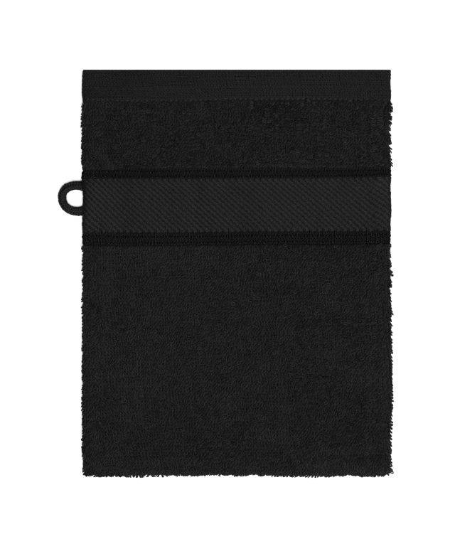 Flannel Waschhandschuh im modischen Design schwarz, Gr. one size