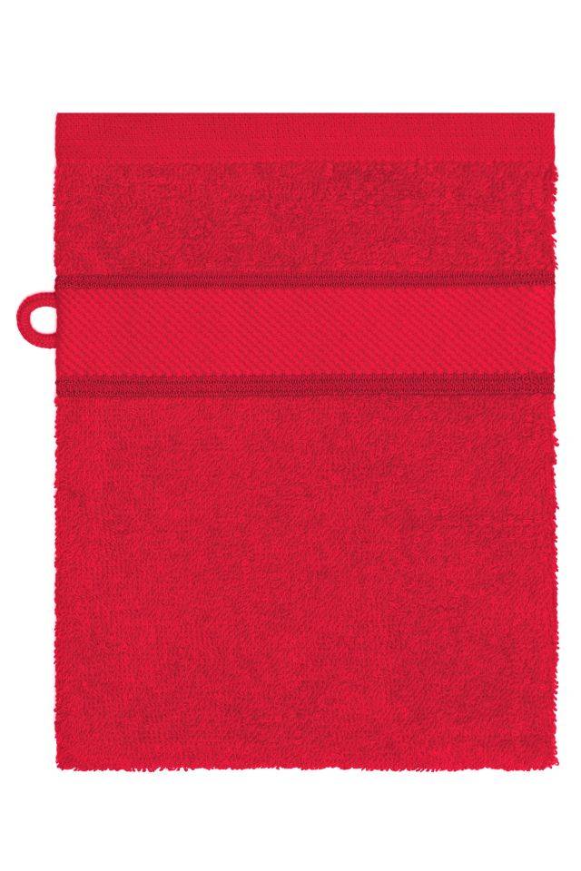 Flannel Waschhandschuh im modischen Design rot, Gr. one size
