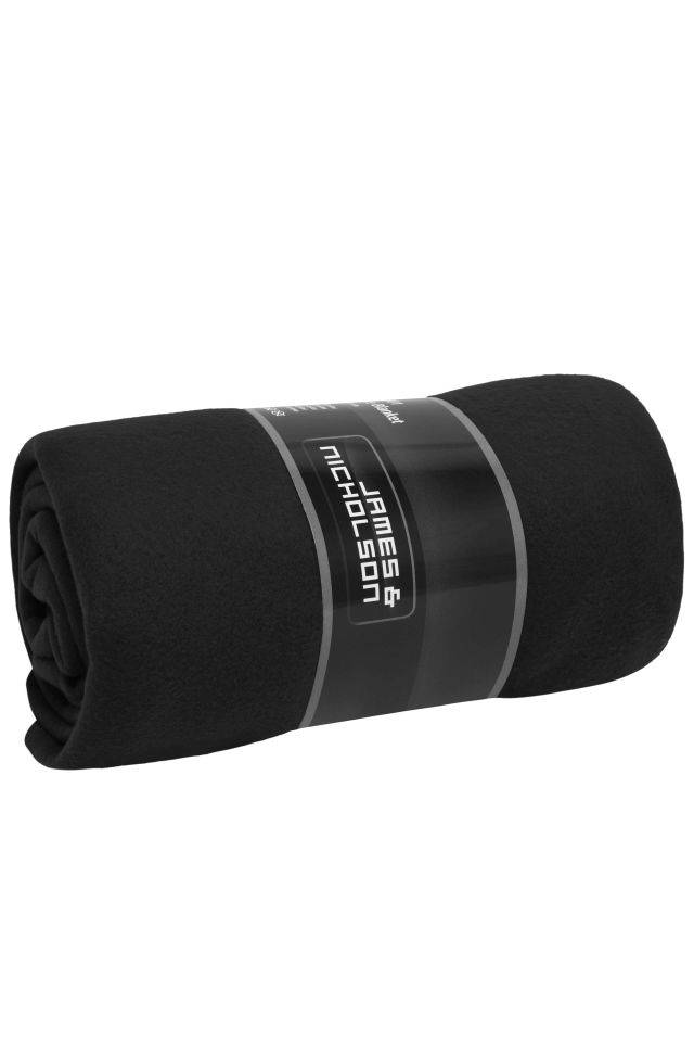 Fleece Blanket Fleecedecke mit gekettelten Kanten schwarz/grau, Gr. one size