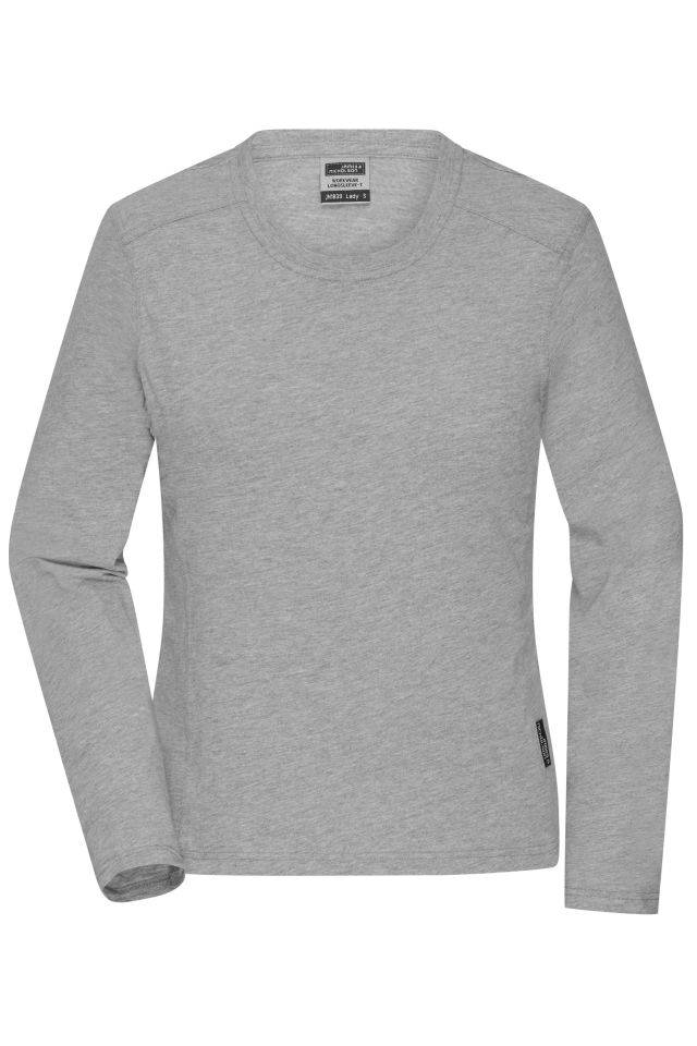 Ladies' Workwear-Longsleeve-T Strapazierfähiges und pflegeleichtes Langarm Shirt grau, Gr. L