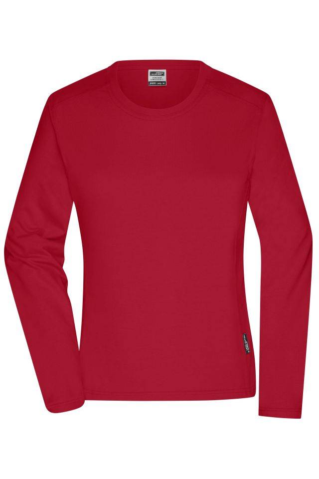 Ladies' Workwear-Longsleeve-T Strapazierfähiges und pflegeleichtes Langarm Shirt rot, Gr. 4XL