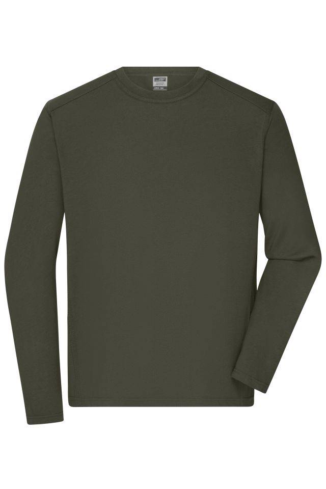 Men's Workwear-Longsleeve-T Strapazierfähiges und pflegeleichtes Langarm Shirt braun/grün/oliv, Gr. M