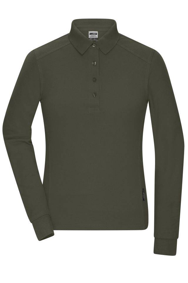Ladies' Workwear-Longsleeve Polo Strapazierfähiges und pflegeleichtes Langarm Polo braun/grün/oliv, Gr. M