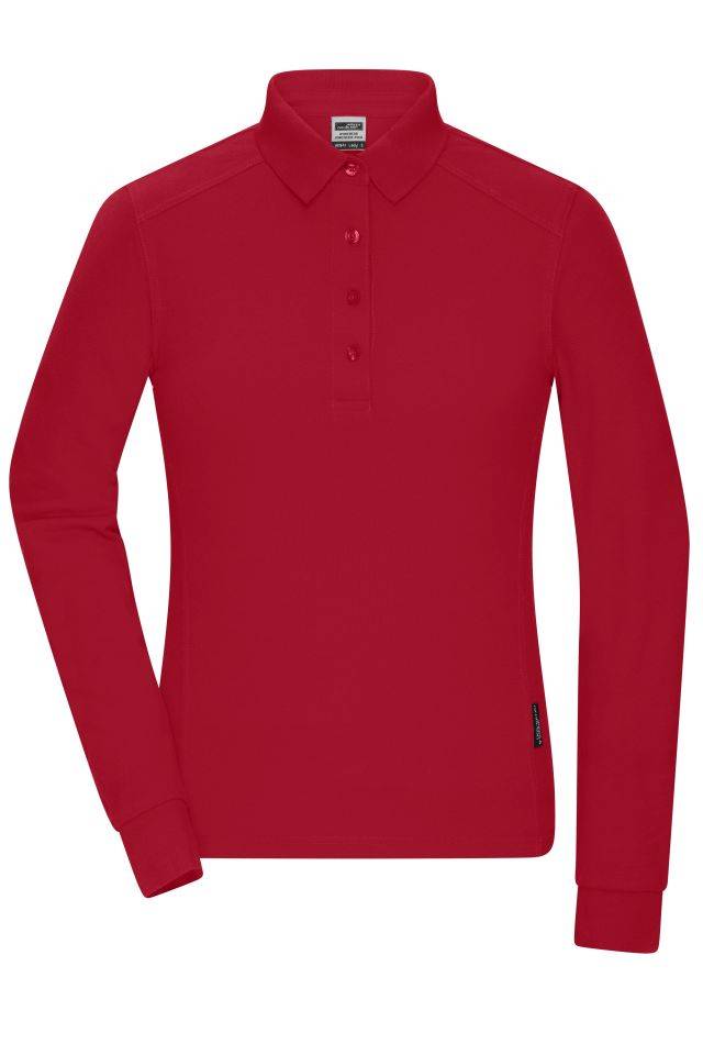 Ladies' Workwear-Longsleeve Polo Strapazierfähiges und pflegeleichtes Langarm Polo rot, Gr. 4XL