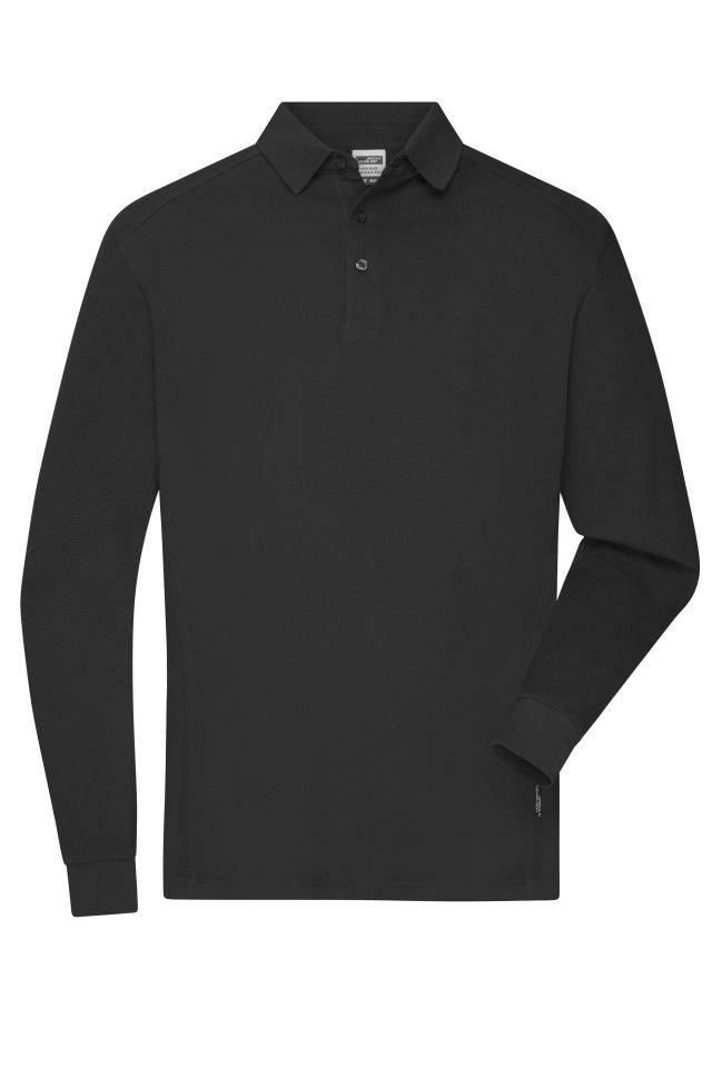 Men's Workwear-Longsleeve Polo Strapazierfähiges und pflegeleichtes Langarm Polo schwarz, Gr. 3XL