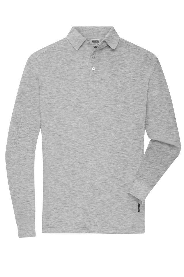 Men's Workwear-Longsleeve Polo Strapazierfähiges und pflegeleichtes Langarm Polo grau, Gr. 3XL