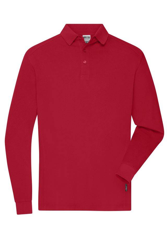 Men's Workwear-Longsleeve Polo Strapazierfähiges und pflegeleichtes Langarm Polo rot, Gr. 6XL
