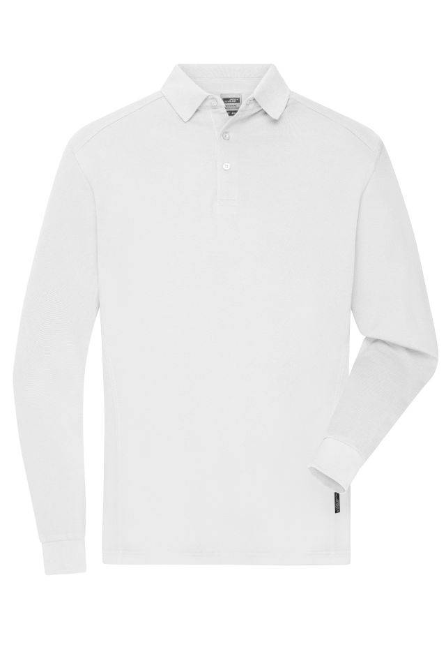 Men's Workwear-Longsleeve Polo Strapazierfähiges und pflegeleichtes Langarm Polo weiß, Gr. XS