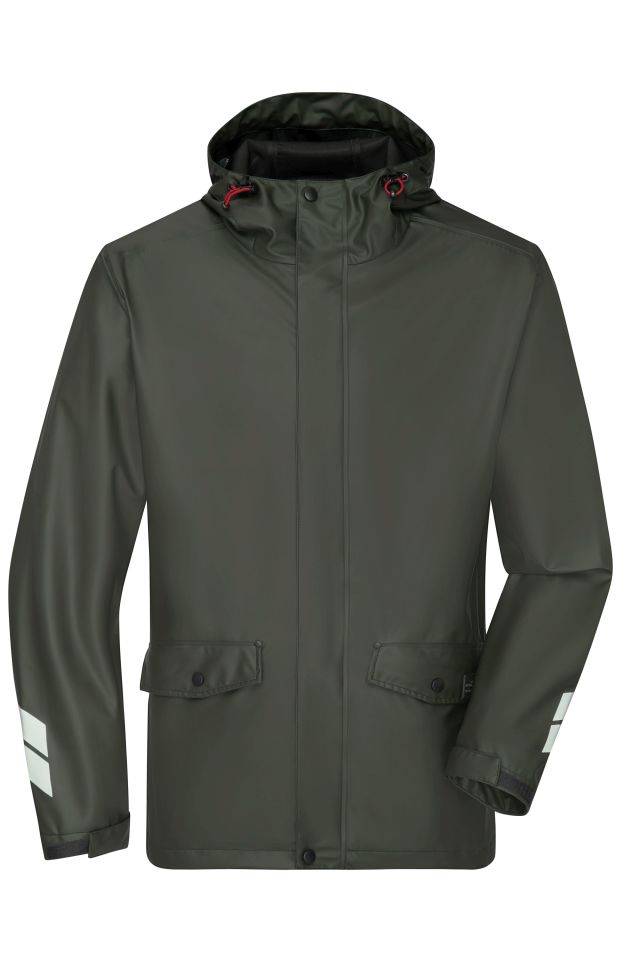 Worker Rain-Jacket Praktische Unisex Regenjacke zum Überziehen, vielseitig einsetzbar braun/grün/oliv, Gr. S