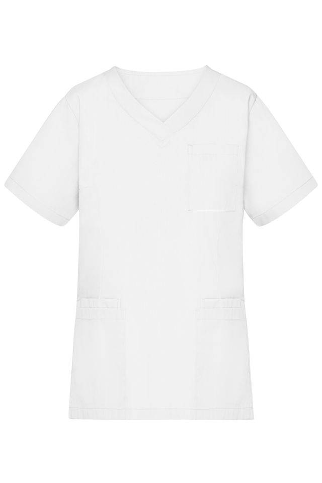 Ladies' Kasack Klassischer Schlupfkasack mit V-Ausschnitt weiß, Gr. 4XL