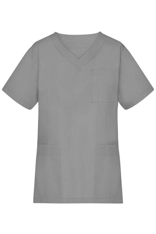 Ladies' Kasack Klassischer Schlupfkasack mit V-Ausschnitt grau, Gr. 3XL
