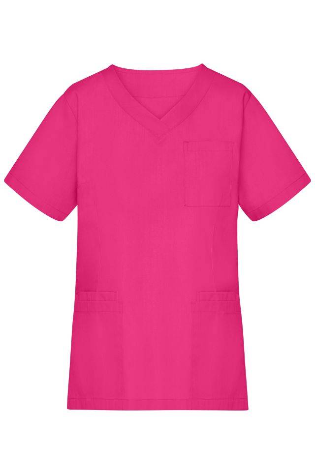 Ladies' Kasack Klassischer Schlupfkasack mit V-Ausschnitt pink, Gr. S