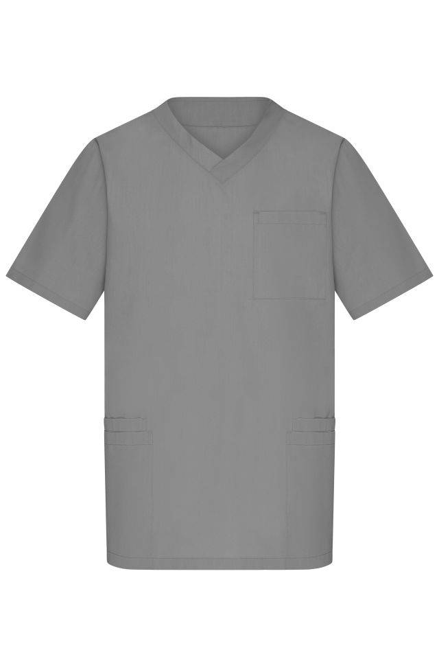 Men's Kasack Klassischer Schlupfkasack mit V-Ausschnitt grau, Gr. 4XL
