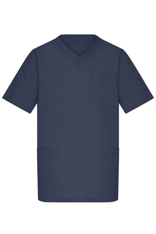 Men's Kasack Klassischer Schlupfkasack mit V-Ausschnitt blau, Gr. S