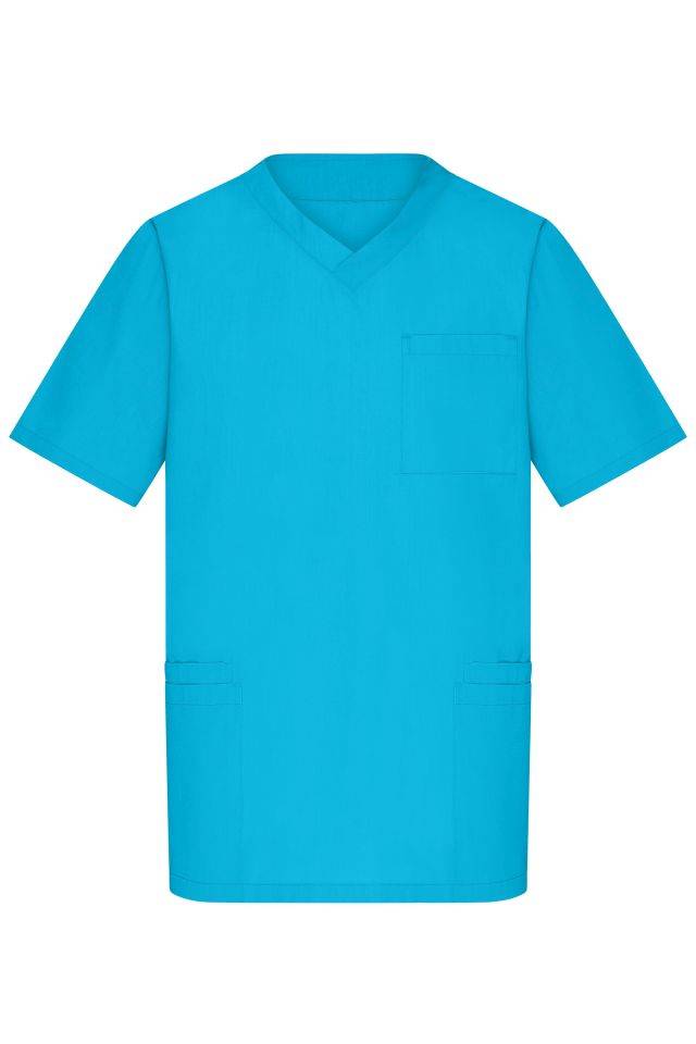 Men's Kasack Klassischer Schlupfkasack mit V-Ausschnitt blau, Gr. S
