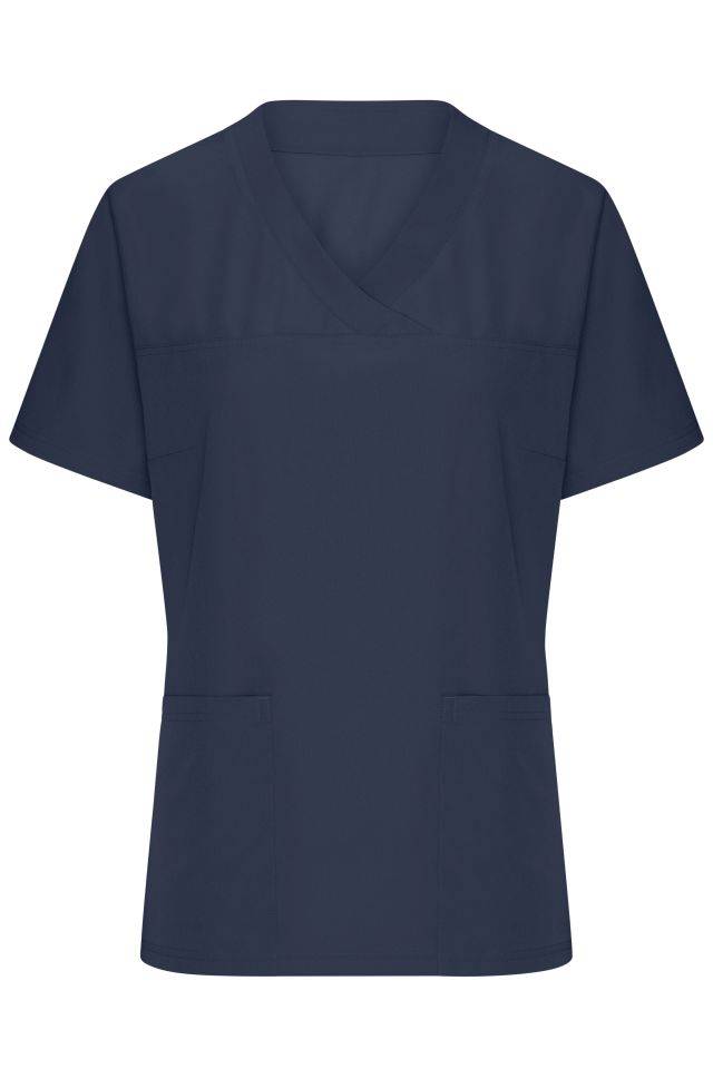 Ladies' Stretch-Kasack Elastischer Kasack mit V-Ausschnitt blau, Gr. XL