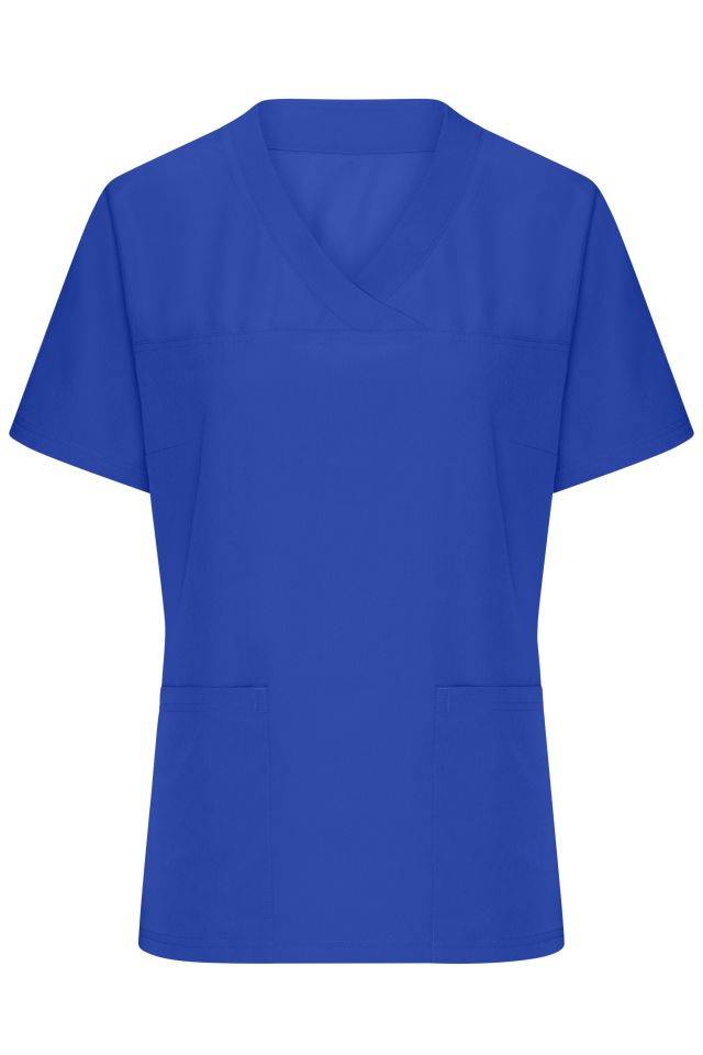 Ladies' Stretch-Kasack Elastischer Kasack mit V-Ausschnitt blau, Gr. XL