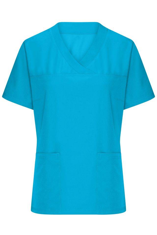 Ladies' Stretch-Kasack Elastischer Kasack mit V-Ausschnitt blau, Gr. S
