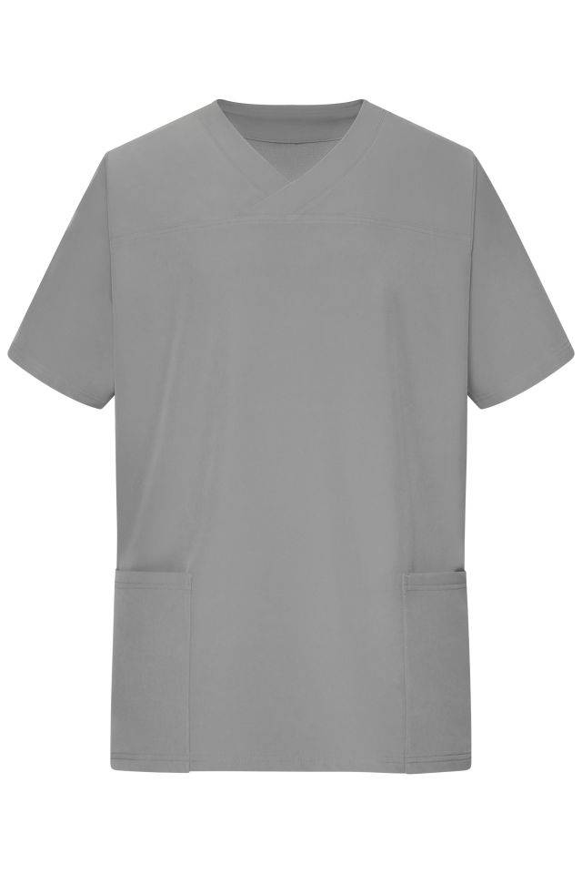 Men's Stretch-Kasack Elastischer Kasack mit V-Ausschnitt grau, Gr. L