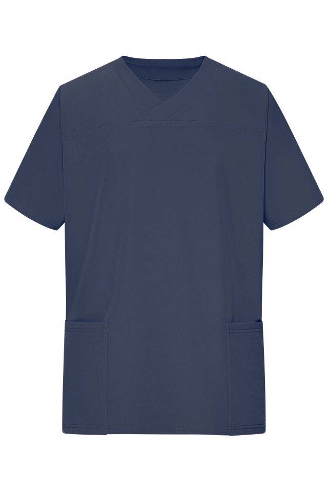 Men's Stretch-Kasack Elastischer Kasack mit V-Ausschnitt blau, Gr. S