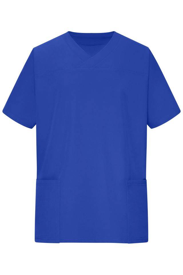 Men's Stretch-Kasack Elastischer Kasack mit V-Ausschnitt blau, Gr. S