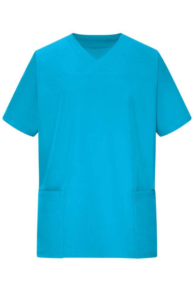Men's Stretch-Kasack Elastischer Kasack mit V-Ausschnitt blau, Gr. XXL
