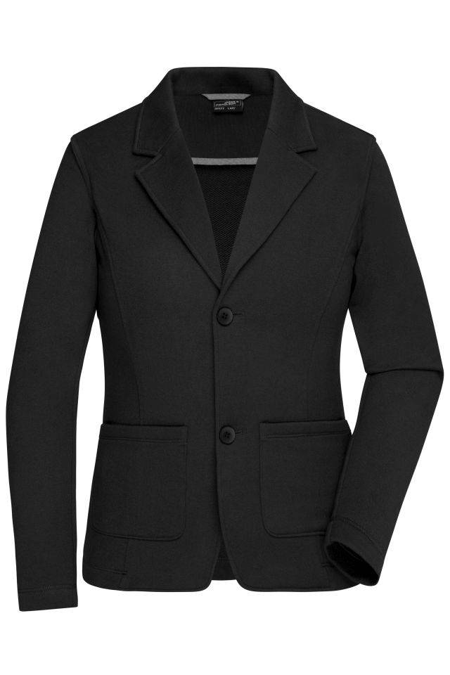Ladies' Business Blazer Klassischer Sweatblazer in angenehmer French-Terry Qualität schwarz, Gr. L