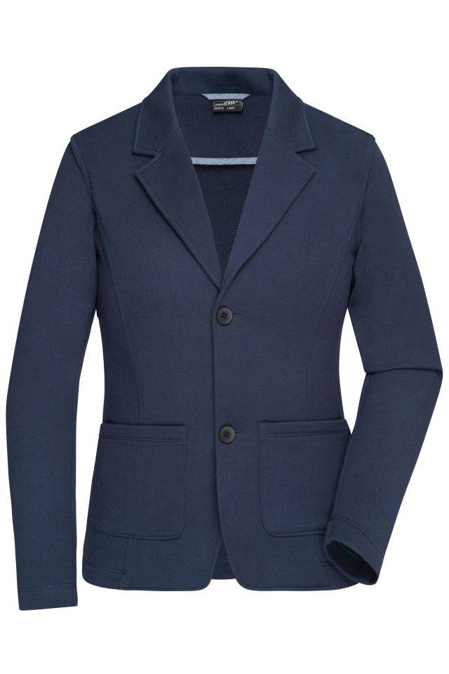 Ladies' Business Blazer Klassischer Sweatblazer in angenehmer French-Terry Qualität blau, Gr. L