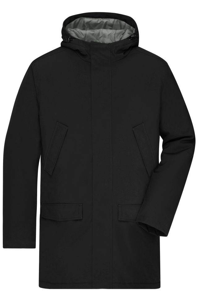 Men's Business Parka Klassischer, wattierter Parka mit angeschnittener Kapuze schwarz, Gr. S
